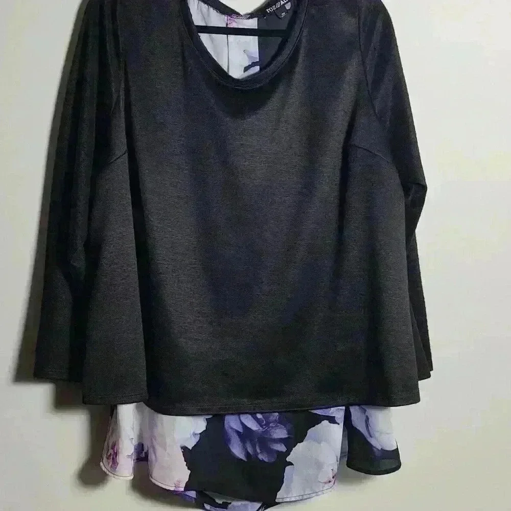 🚨 LAST CHANCE 🚨 ROZ & ALI Dressbarn Floral and Black Blouse Size 2X - Picture 13 of 16